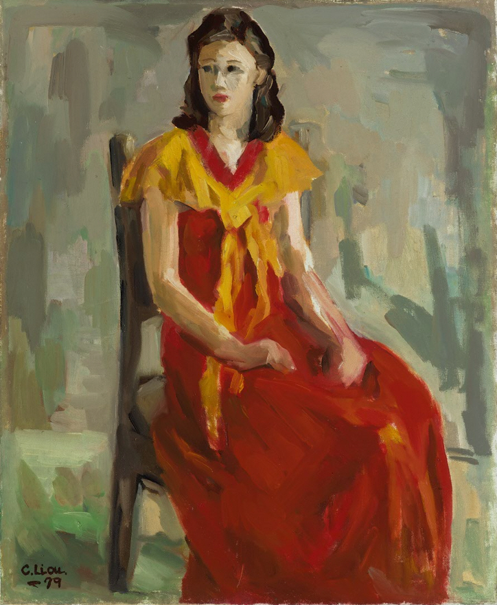 〈紅衣女郎〉畫作圖片